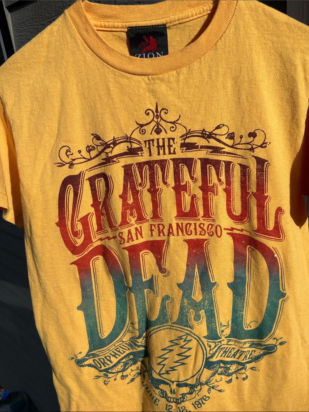 Zion Rootswear Yellow Grateful Dead Tour Graphic Tee